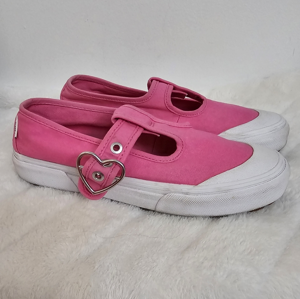 Vans Style 93 Retro Pink Mary Jane Heart Buckle Lug Sole Sneakers US M-6 W-7.5 - Picture 3 of 12